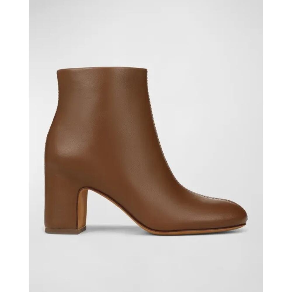 Vince Terri Brown Leather Block-Heel Booties 35.5 (US 5.5)